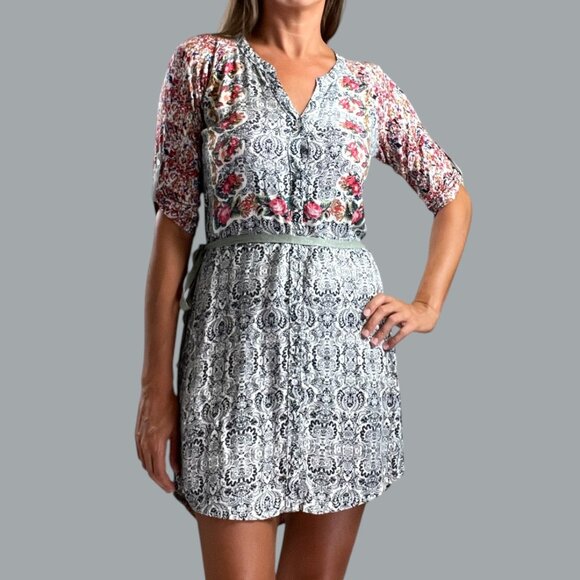 ANTHROPOLOGIE TINY PERENNE MIXED FLORAL PRINT SHIRT DRESS - Picture 1 of 11